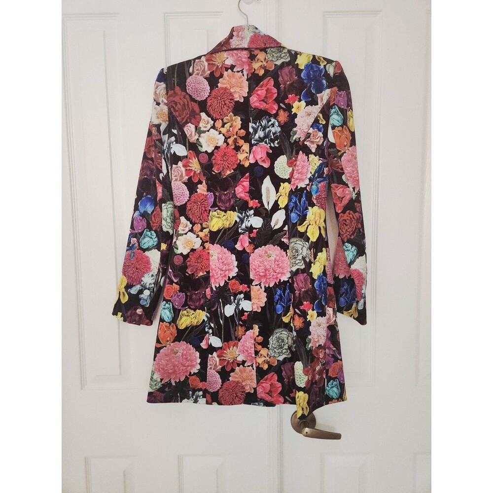 Alice + Olivia Latoya Floral Mini Blazer Dress 6 Black Botanical Garden Jacquard - Picture 3 of 11
